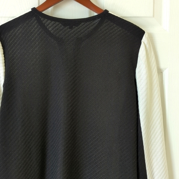 Misook Lightweight Three Quarter Sleeve Full Zip Colorblock Jacket White Black M - Picture 12 of 12